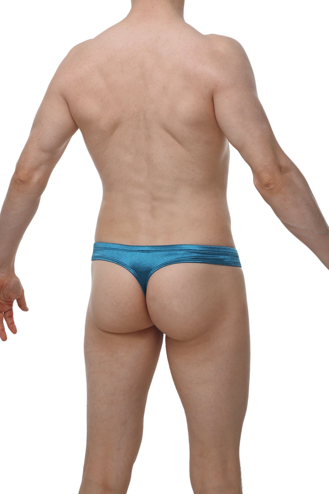 String Cheeky Satin Teal - PetitQ Underwear - Lingerie masculine sexy et sous-vêtements pour homme originaux