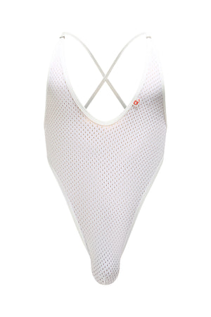 Bodystring Tarare Bee Blanc - PetitQ Underwear - Lingerie masculine sexy et sous-vêtements pour homme originaux