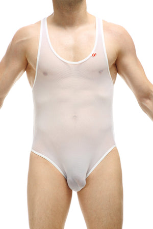 Bodyjockstrap Perruel Net Blanc - PetitQ Underwear - Lingerie masculine sexy et sous-vêtements pour homme originaux